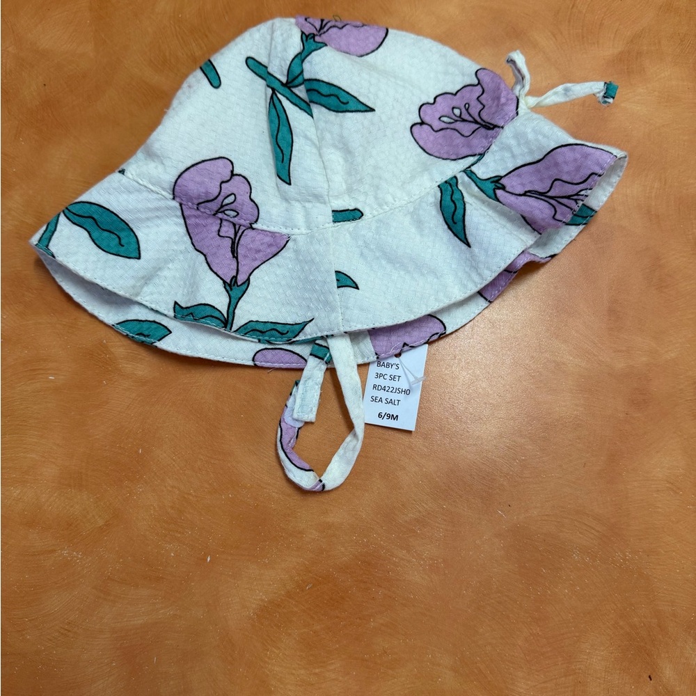 Jessica Simpson Kids Floral Hat - Purple and Green